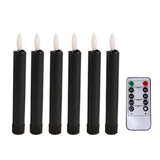 Maxbell 6x LED Candles 3D Wick Flameless Taper Candles for Wedding Party black