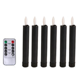 Maxbell 6x LED Candles 3D Wick Flameless Taper Candles for Wedding Party black