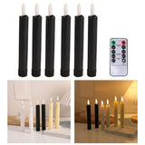 Maxbell 6x LED Candles 3D Wick Flameless Taper Candles for Wedding Party black