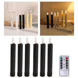 Maxbell 6x LED Candles 3D Wick Flameless Taper Candles for Wedding Party black