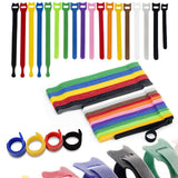 Maxbell 50 Pieces Releasable Cable Ties Removable Heavy Duty Fastening Hook and Loop red