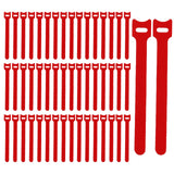 Maxbell 50 Pieces Releasable Cable Ties Removable Heavy Duty Fastening Hook and Loop red