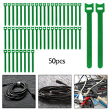 Maxbell 50 Pieces Releasable Cable Ties Removable Heavy Duty Fastening Hook and Loop green