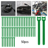 Maxbell 50 Pieces Releasable Cable Ties Removable Heavy Duty Fastening Hook and Loop green