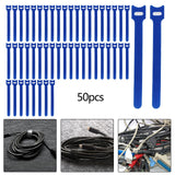 Maxbell 50 Pieces Releasable Cable Ties Removable Heavy Duty Fastening Hook and Loop blue