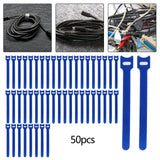 Maxbell 50 Pieces Releasable Cable Ties Removable Heavy Duty Fastening Hook and Loop blue