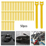 Maxbell 50 Pieces Releasable Cable Ties Removable Heavy Duty Fastening Hook and Loop yellow