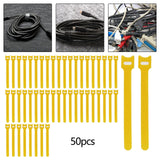 Maxbell 50 Pieces Releasable Cable Ties Removable Heavy Duty Fastening Hook and Loop yellow