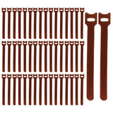 Maxbell 50 Pieces Releasable Cable Ties Removable Heavy Duty Fastening Hook and Loop brown