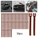 Maxbell 50 Pieces Releasable Cable Ties Removable Heavy Duty Fastening Hook and Loop brown