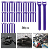 Maxbell 50 Pieces Releasable Cable Ties Removable Heavy Duty Fastening Hook and Loop purple