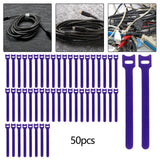 Maxbell 50 Pieces Releasable Cable Ties Removable Heavy Duty Fastening Hook and Loop purple