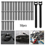 Maxbell 50 Pieces Releasable Cable Ties Removable Heavy Duty Fastening Hook and Loop black