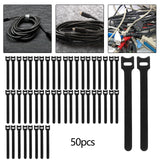 Maxbell 50 Pieces Releasable Cable Ties Removable Heavy Duty Fastening Hook and Loop black