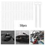 Maxbell 50 Pieces Releasable Cable Ties Removable Heavy Duty Fastening Hook and Loop white