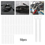 Maxbell 50 Pieces Releasable Cable Ties Removable Heavy Duty Fastening Hook and Loop white