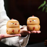 Maxbell Small Duck Statue Cute Crafts Decorative Duck Figurine for Office Table Home left eye squint