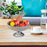 Maxbell Fruit Bowl Decor Pedestal Fruit Bowl for Table Centerpiece Living Room Party Gray Silver