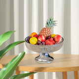 Maxbell Fruit Bowl Decor Pedestal Fruit Bowl for Table Centerpiece Living Room Party Gray Silver