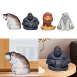 Maxbell Miniature Animal Figurine Small Animal Statue for Living Room Bookcase Decor Hippo