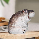 Maxbell Miniature Animal Figurine Small Animal Statue for Living Room Bookcase Decor Hippo