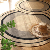 Maxbell Hand Woven Carpet Rustic Circular Rug Floor Mat for Home Living Room Bedroom 120cmx120cm