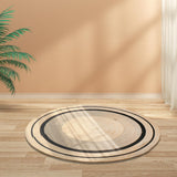 Maxbell Hand Woven Carpet Rustic Circular Rug Floor Mat for Home Living Room Bedroom 120cmx120cm