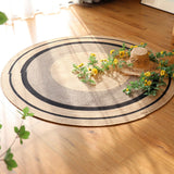 Maxbell Hand Woven Carpet Rustic Circular Rug Floor Mat for Home Living Room Bedroom 120cmx120cm