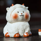 Maxbell Tea Pet Ornament Art Sheep Statue for Tea Decoration Tea Accessories Bedroom Style A