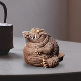 Maxbell Crocodile Statue Tea Pet Ornament for Cabinet Tea Decoration Tea Accessories Purple