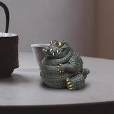 Maxbell Crocodile Statue Tea Pet Ornament for Cabinet Tea Decoration Tea Accessories Green