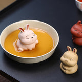 Maxbell Rabbit Figurine Tea Pet Sculpture Bunny Statue for Bedroom Table Centerpiece White