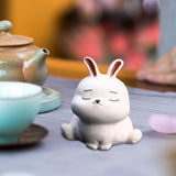 Maxbell Rabbit Figurine Tea Pet Sculpture Bunny Statue for Bedroom Table Centerpiece White