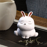 Maxbell Rabbit Figurine Tea Pet Sculpture Bunny Statue for Bedroom Table Centerpiece White