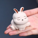 Maxbell Rabbit Figurine Tea Pet Sculpture Bunny Statue for Bedroom Table Centerpiece White