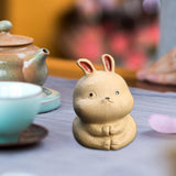 Maxbell Rabbit Figurine Tea Pet Sculpture Bunny Statue for Bedroom Table Centerpiece Yellow