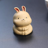 Maxbell Rabbit Figurine Tea Pet Sculpture Bunny Statue for Bedroom Table Centerpiece Yellow