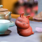 Maxbell Rabbit Figurine Tea Pet Sculpture Bunny Statue for Bedroom Table Centerpiece Red