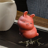 Maxbell Rabbit Figurine Tea Pet Sculpture Bunny Statue for Bedroom Table Centerpiece Red