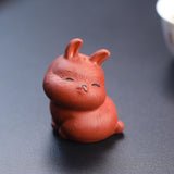 Maxbell Rabbit Figurine Tea Pet Sculpture Bunny Statue for Bedroom Table Centerpiece Red