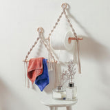 Maxbell Boho Towel Rack Bedroom Tissue Roll Hanger Hotel Macrame Toilet Paper Holder