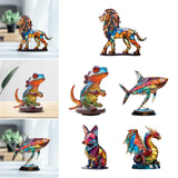Maxbell Metal Art Statue with Base Artwork Animal Ornament for Bedroom Cabinet Entry Lion