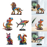 Maxbell Metal Art Statue with Base Artwork Animal Ornament for Bedroom Cabinet Entry Lion