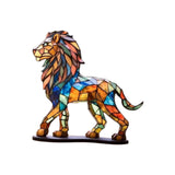 Maxbell Metal Art Statue with Base Artwork Animal Ornament for Bedroom Cabinet Entry Lion