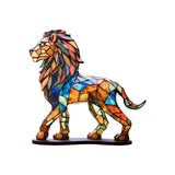 Maxbell Metal Art Statue with Base Artwork Animal Ornament for Bedroom Cabinet Entry Lion