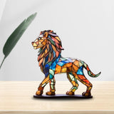 Maxbell Metal Art Statue with Base Artwork Animal Ornament for Bedroom Cabinet Entry Lion