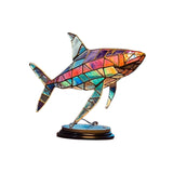 Maxbell Metal Art Statue with Base Artwork Animal Ornament for Bedroom Cabinet Entry Shark