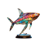 Maxbell Metal Art Statue with Base Artwork Animal Ornament for Bedroom Cabinet Entry Shark