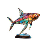 Maxbell Metal Art Statue with Base Artwork Animal Ornament for Bedroom Cabinet Entry Shark
