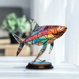 Maxbell Metal Art Statue with Base Artwork Animal Ornament for Bedroom Cabinet Entry Shark